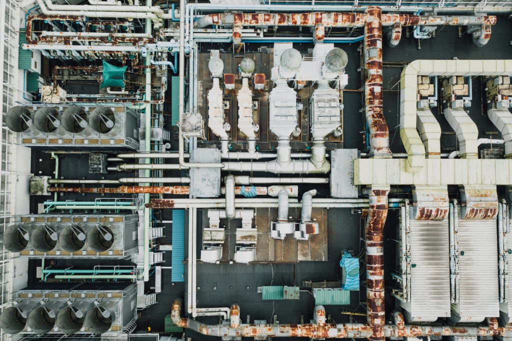 aerial view of industrial factory